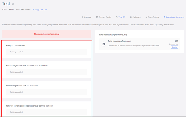 Compliance docs for contractors