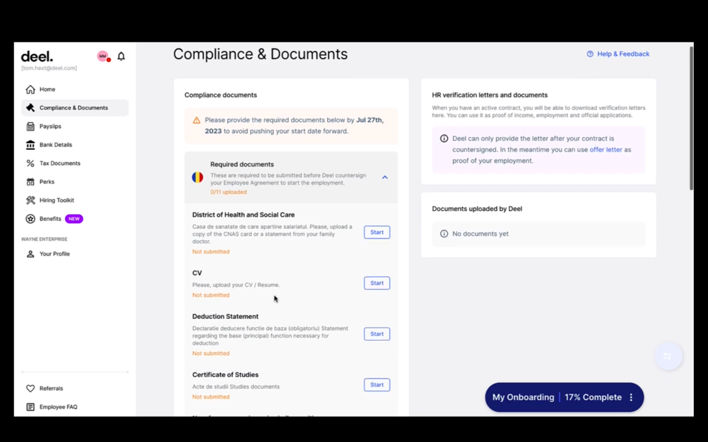 Compliance documents