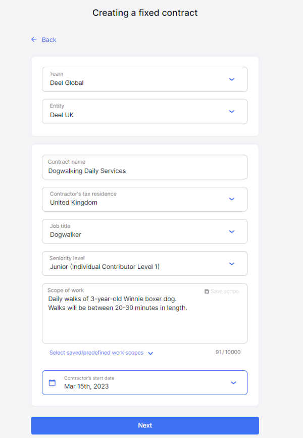 Contract details
