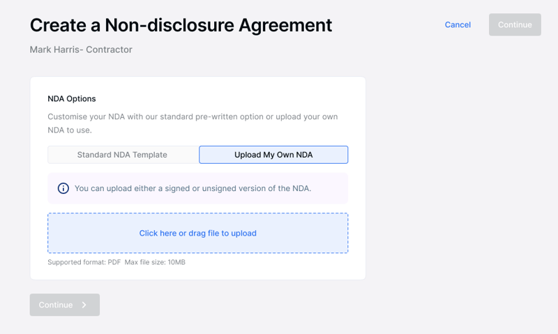 Create non-disclosure agreement