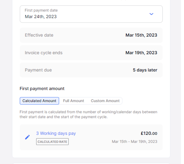 First payment date 1
