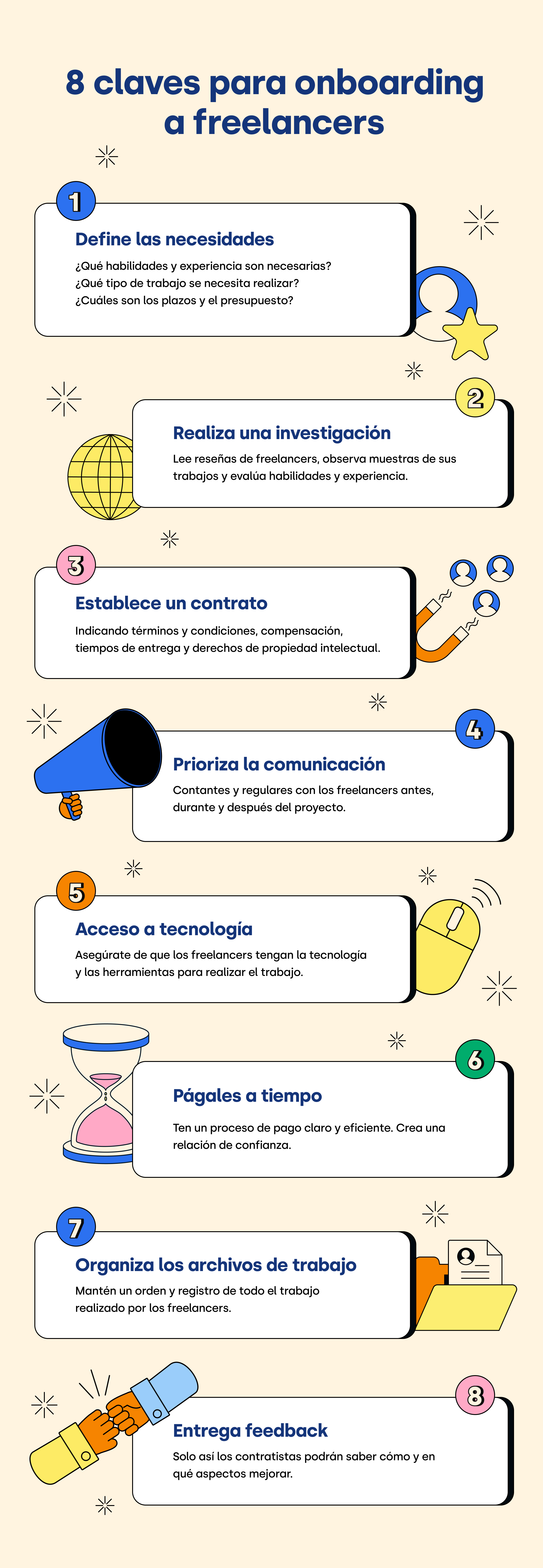 Conoce en esta infografía las 8 claves para un onboarding a freelancers exitoso