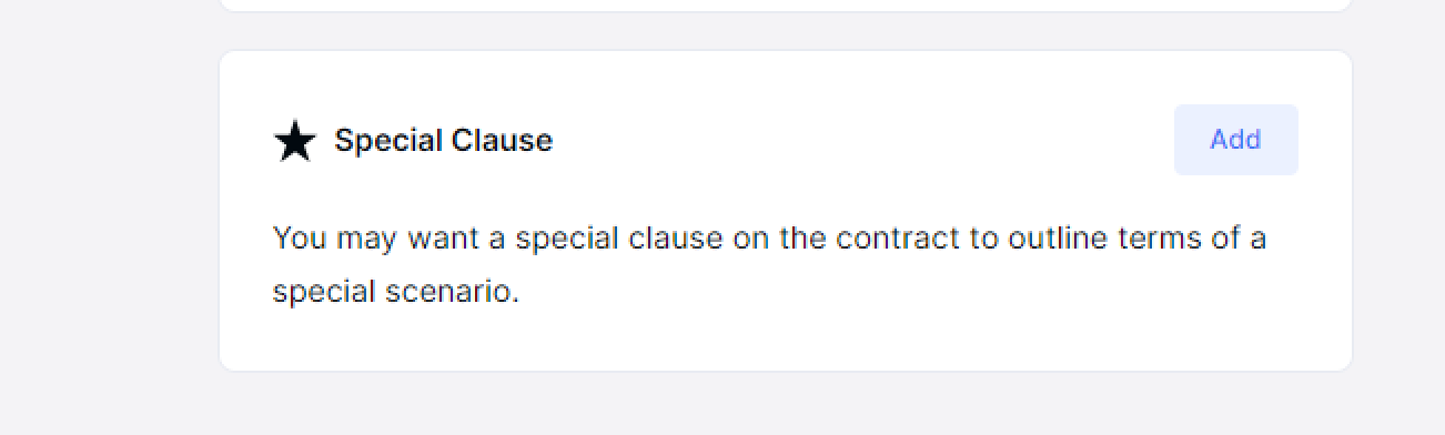Special clauses